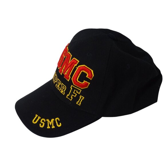 USMC Semper Fi Black Baseball Cap Adjustable Strapback Trucker Hat One Size - Picture 2 of 10